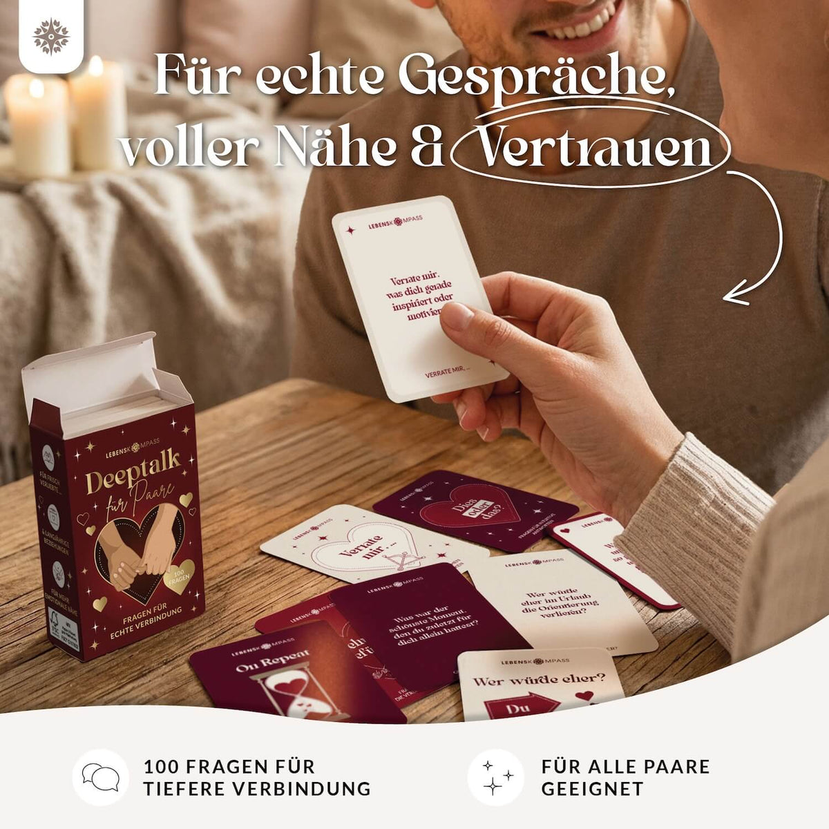 Deeptalk Paare - 100 Gesprächskarten für echte Nähe & Achtsamkeit