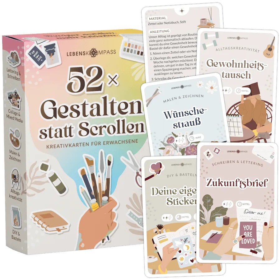 Kreativkarten für Erwachsene - 52 Bastelaufgaben