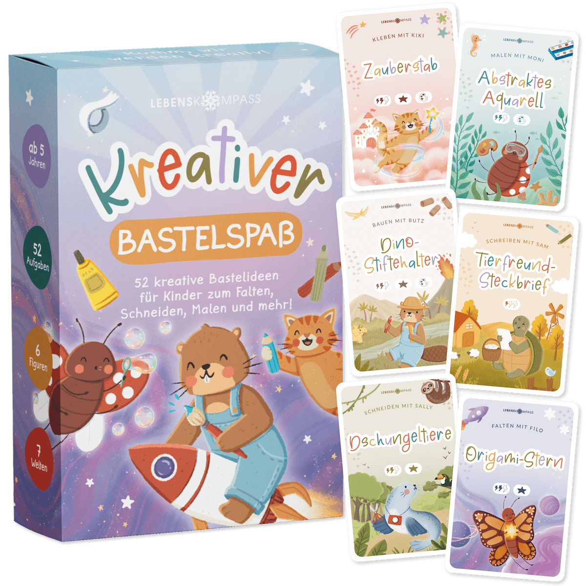 Kreativkarten für Kinder - 52 Bastelaufgaben