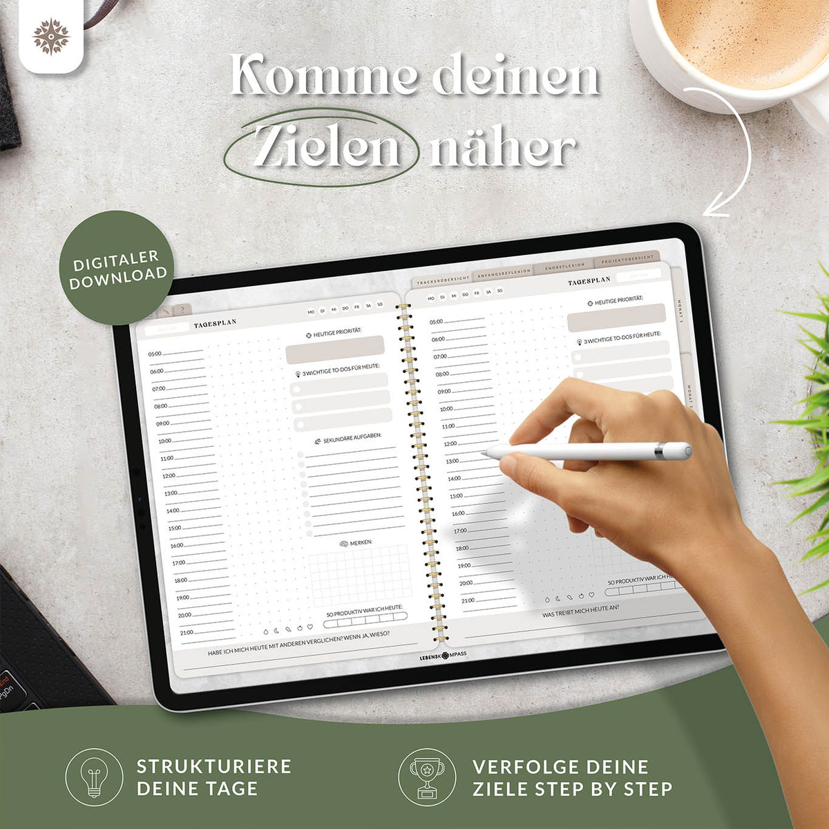 Digitaler Produktivitätsplaner - PDF mit Hyperlinks