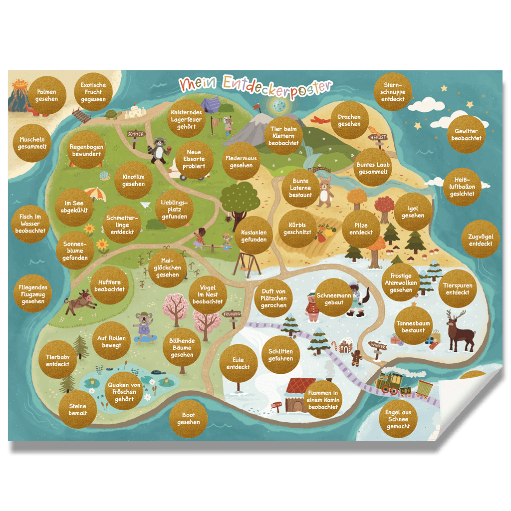 Entdeckerposter für Kinder - Rubbelposter