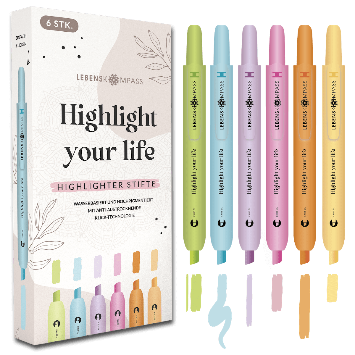 Textmarker Stifte - 6er Set Highlighter