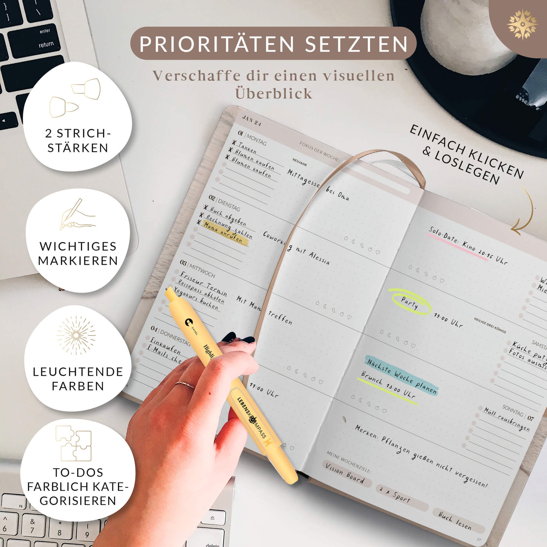 Highlighter Stifte 6er Set