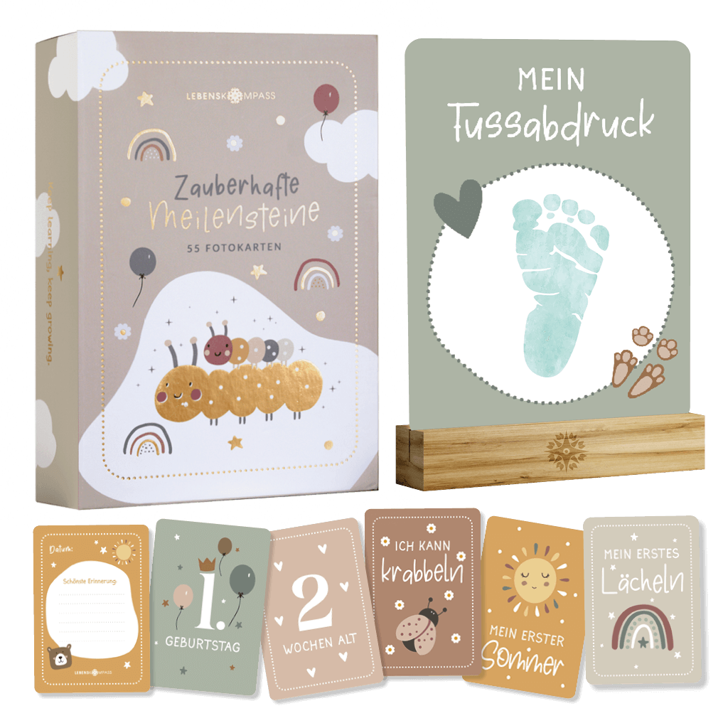 Baby Meilensteinkarten Set - 36 Fotokarten DEUTSCH | Für Das Erste Lebensjahr
