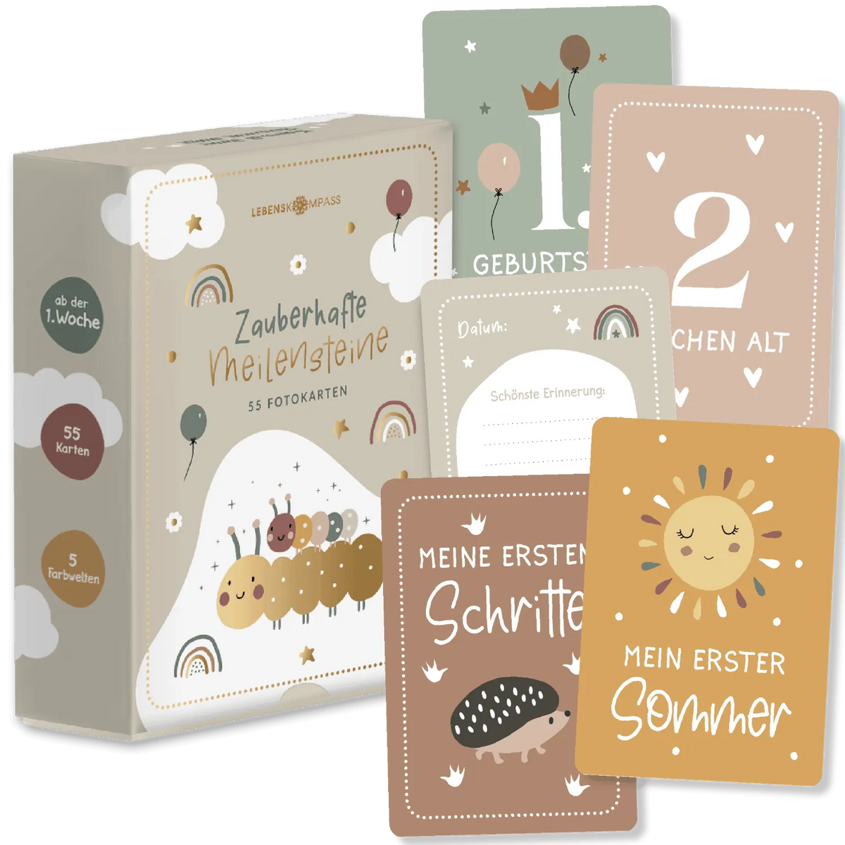 Meilensteinkarten für's Baby - Set mit 55 Karten - Neuauflage