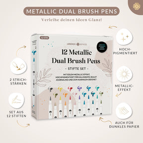 Metallic Dual Brush Pens - 12 bunte Pinselstifte
