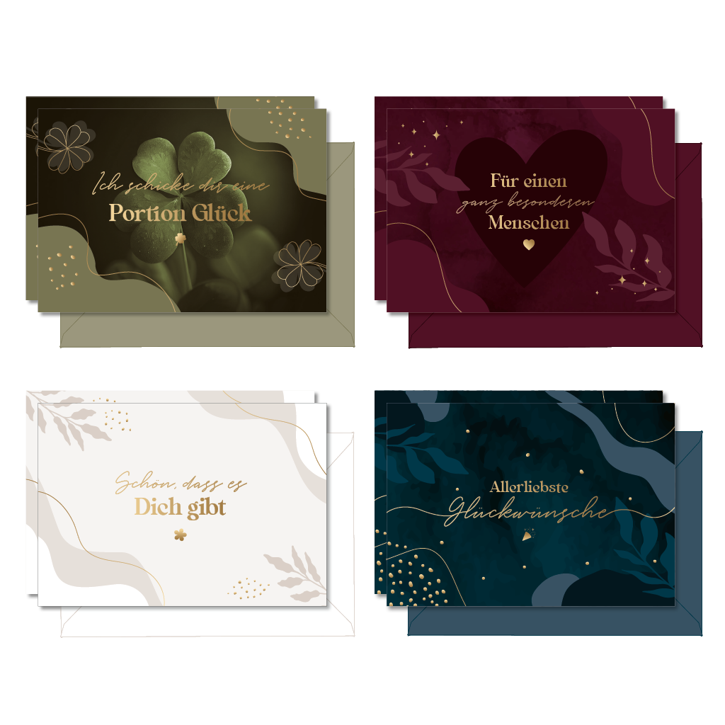 8er Set Grußkarten mit Umschlägen