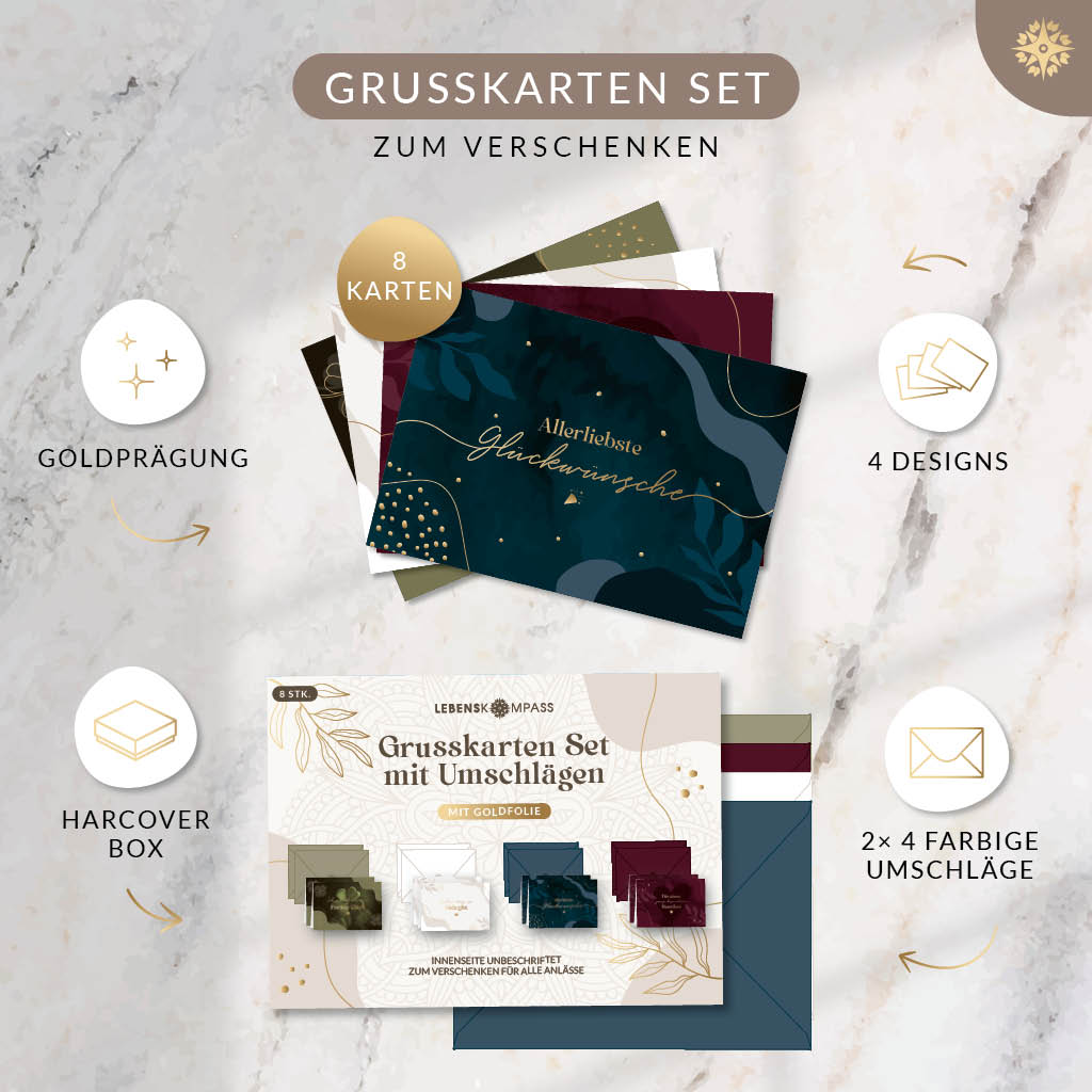 8er Set Grußkarten mit Umschlägen