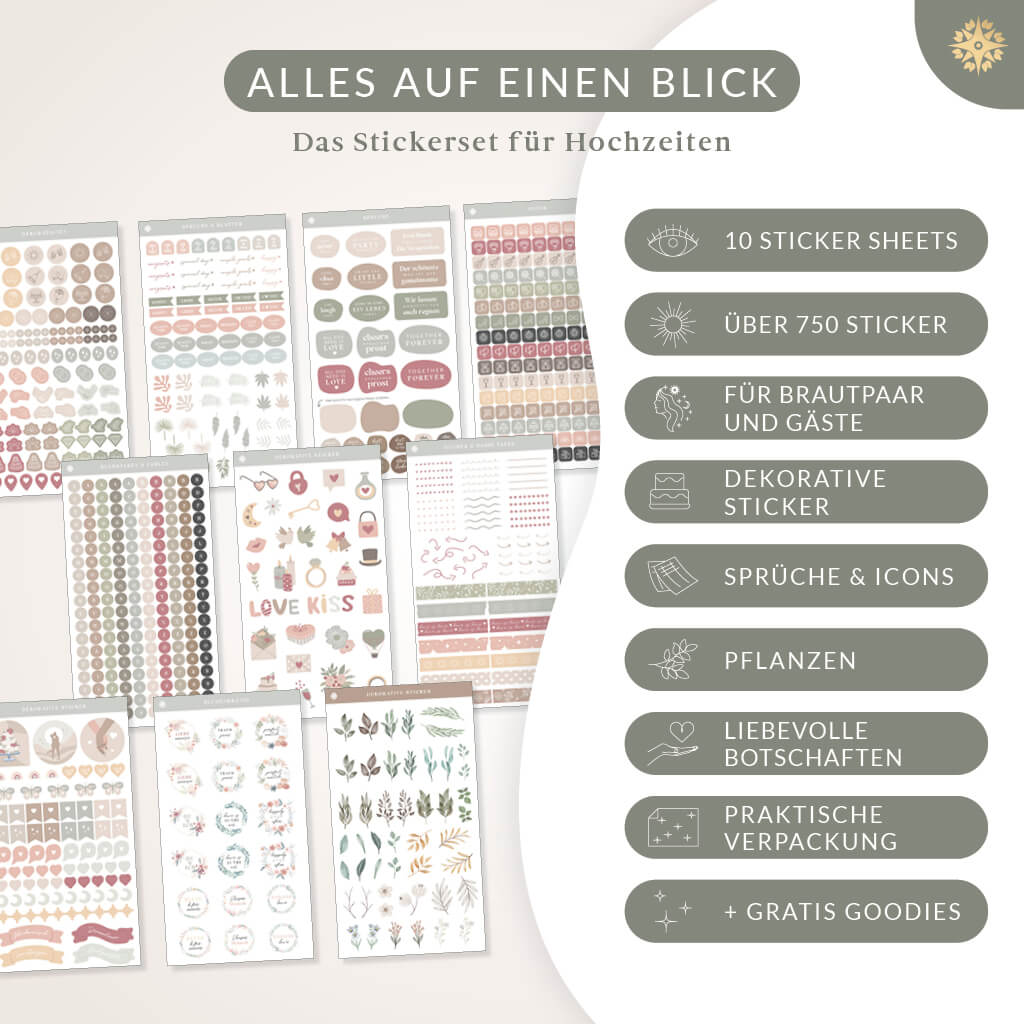 Sticker Set für Hochzeiten