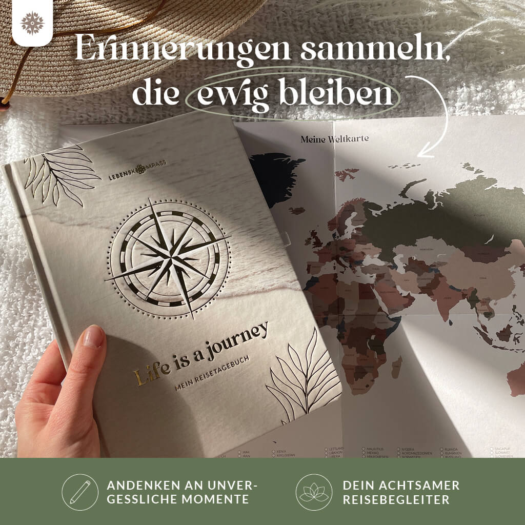 Reisetagebuch DIN A5 mit Weltkarten Poster