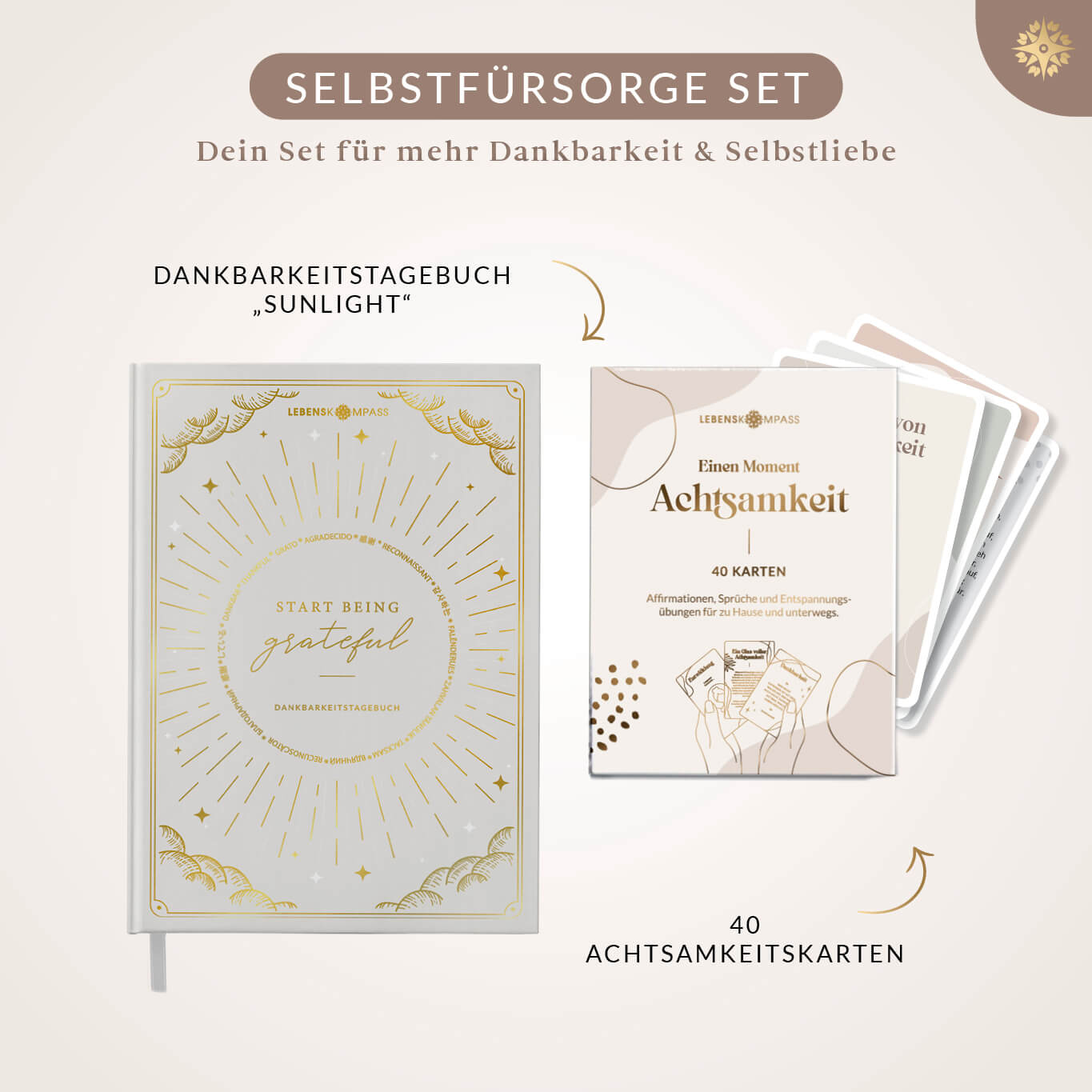 "Selbstfürsorge"-Set (Karten + Tagebuch)