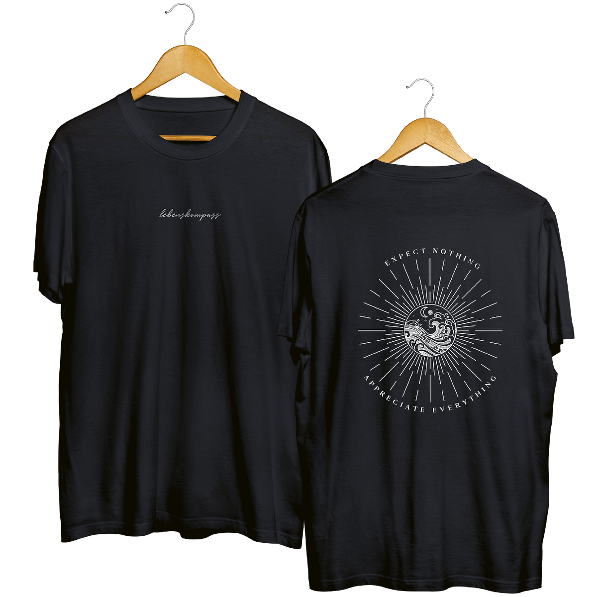 Lebenskompass T-Shirt - Schwarz