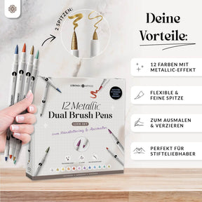 Metallic Dual Brush Pens - 12 bunte Pinselstifte