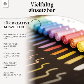 Metallic Dual Brush Pens - 12 bunte Pinselstifte