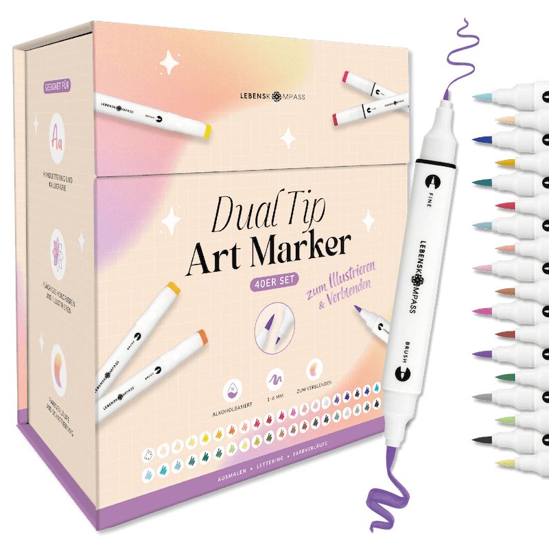 Dual Tip Art Marker - 40 bunte Alkohol Stifte