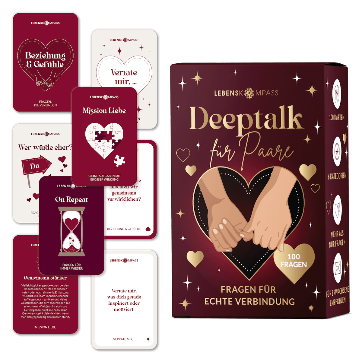 Deeptalk Paare - 100 Gesprächskarten für echte Nähe & Achtsamkeit