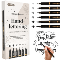 Handlettering Stifte Set - 6 schwarze Stifte