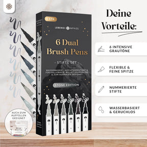 6er Dual Brush Pen Sets - Bunte Pinselstifte