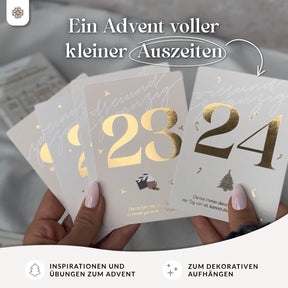 Adventskalender Kartenset zum Aufhängen mit Goldprägung