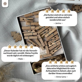Adventskalender Kartenset zum Aufhängen mit Goldprägung