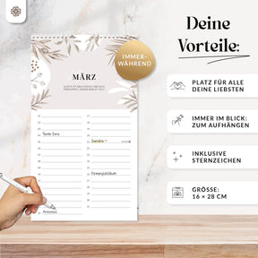 Geburtstagskalender – Immerwährender Wandkalender