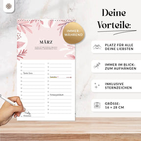 Geburtstagskalender – Immerwährender Wandkalender