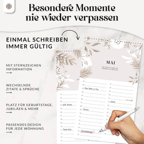 Geburtstagskalender – Immerwährender Wandkalender