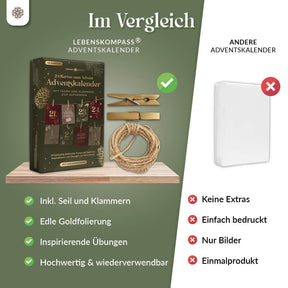 Adventskalender Kartenset zum Aufhängen mit Goldprägung