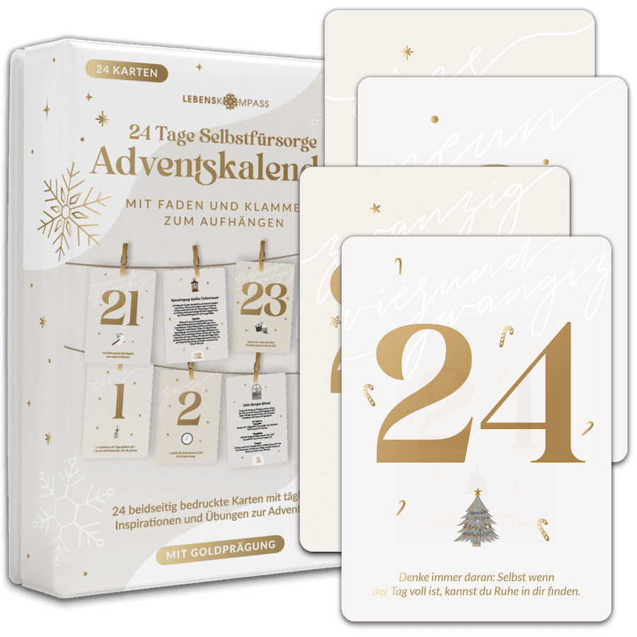 Adventskalender Kartenset zum Aufhängen mit Goldprägung