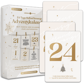 Adventskalender Kartenset zum Aufhängen mit Goldprägung