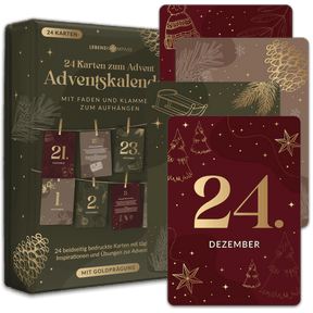 Adventskalender Kartenset zum Aufhängen mit Goldprägung