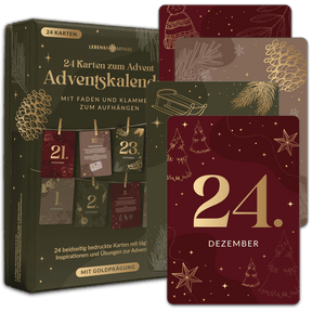 Adventskalender Kartenset zum Aufhängen mit Goldprägung