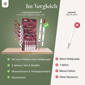 6er Dual Brush Pen Sets - Bunte Pinselstifte
