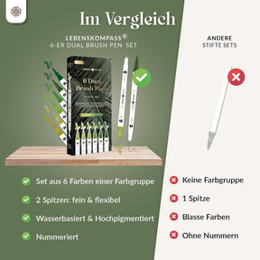 6er Dual Brush Pen Sets - Bunte Pinselstifte