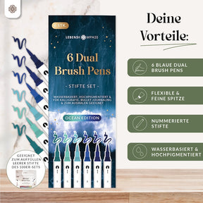 6er Dual Brush Pen Sets - Bunte Pinselstifte