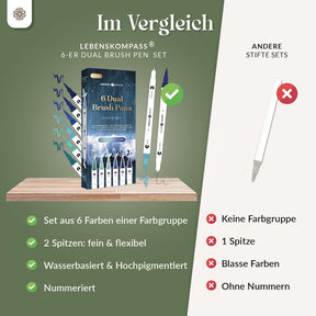 6er Dual Brush Pen Sets - Bunte Pinselstifte