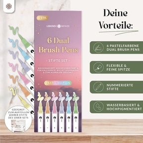 6er Dual Brush Pen Sets - Bunte Pinselstifte