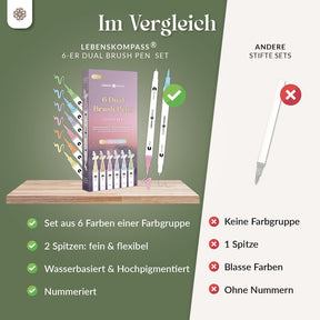 6er Dual Brush Pen Sets - Bunte Pinselstifte