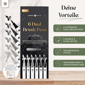 6er Dual Brush Pen Sets - Bunte Pinselstifte