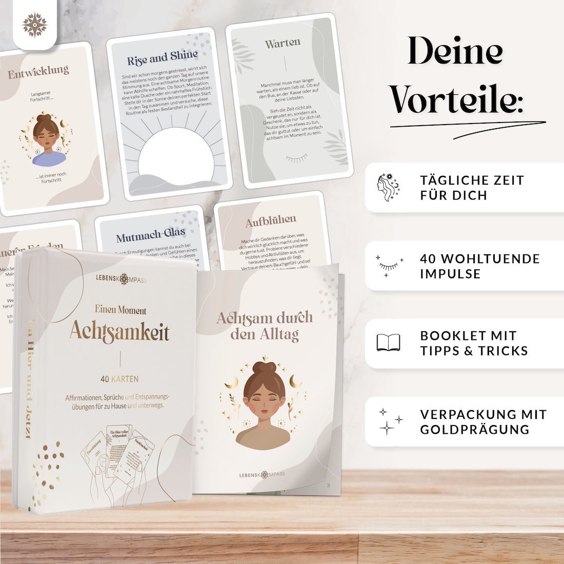 Achtsamkeitskarten - Set mit 40 Karten