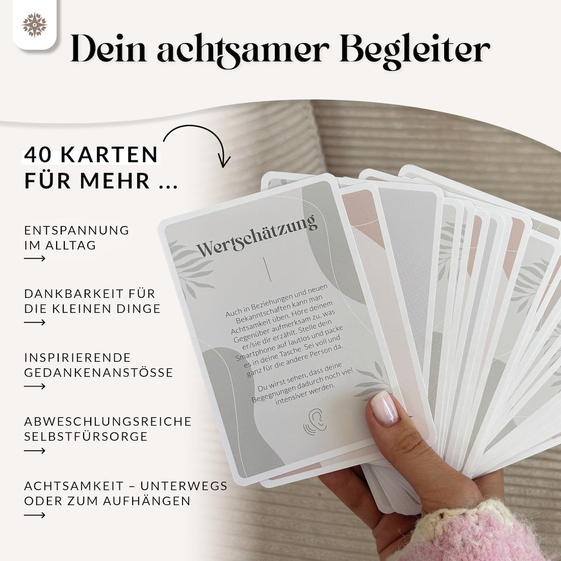 Achtsamkeitskarten - Set mit 40 Karten