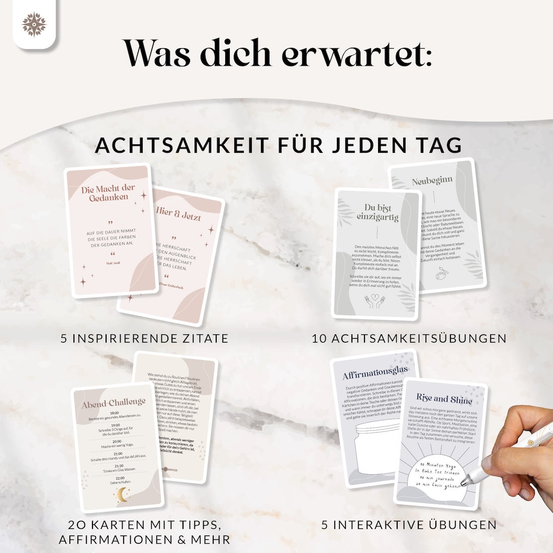 Achtsamkeitskarten - Set mit 40 Karten