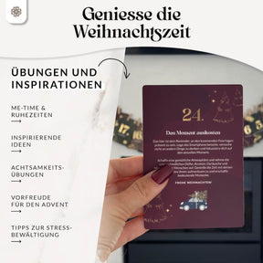 Adventskalender Kartenset zum Aufhängen mit Goldprägung