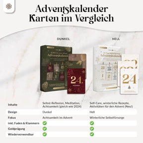 Adventskalender Kartenset zum Aufhängen mit Goldprägung