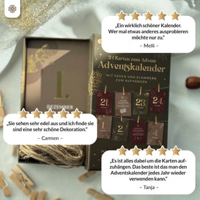 Adventskalender Kartenset zum Aufhängen mit Goldprägung