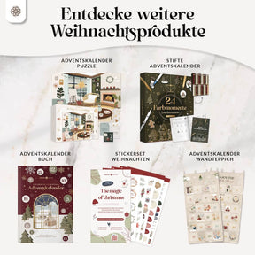 Adventskalender Kartenset zum Aufhängen mit Goldprägung