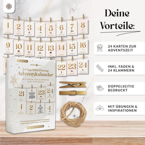 Adventskalender Kartenset zum Aufhängen mit Goldprägung