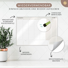 FlexiPlan - Selbsthaftender Wandplaner - Wochen- und Monatsplaner - 2er Set