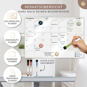 FlexiPlan - Selbsthaftender Wandplaner - Wochen- und Monatsplaner - 2er Set