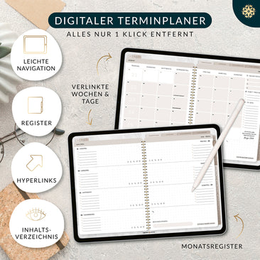 Digitaler 18 Monate Terminplaner  - PDF mit Hyperlinks